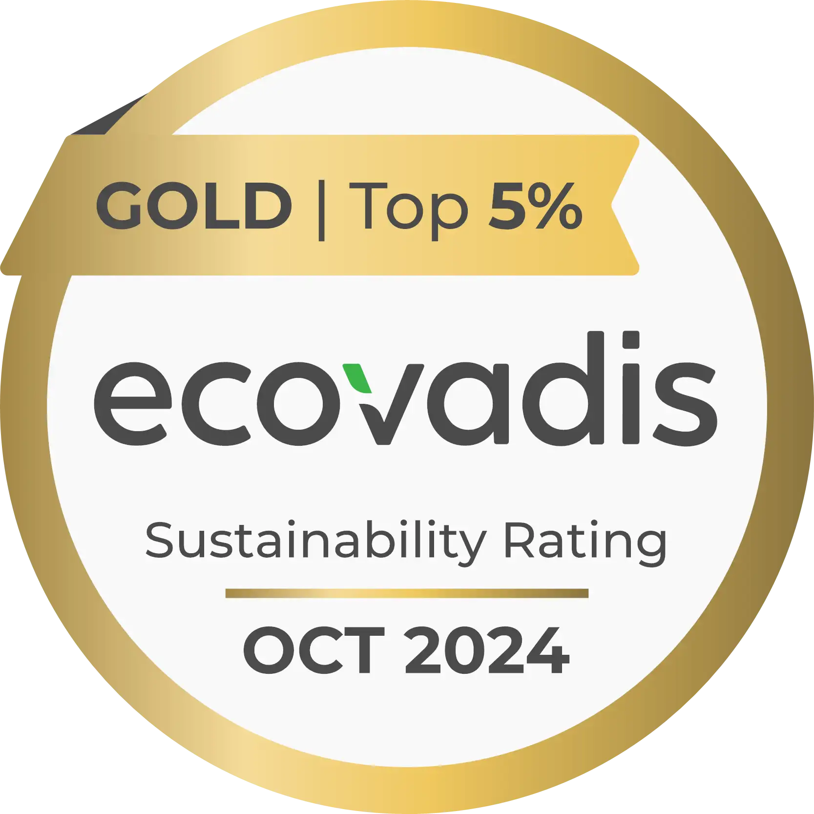 ecovadis sustainability Rating Gold Top 5% Oct 2024 für JobRad Leasing ecovadis sustainability Rating Gold Top 5% Oct 2024 für JobRad Leasing